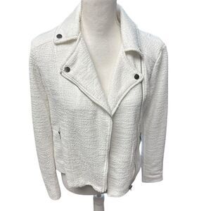 Nine West NWT Women's White Moto Jacket Asymmetrical Zip Pockets Size XS